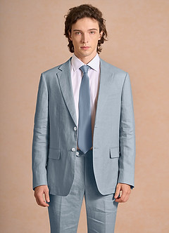 front Harrison Dusty Blue 100% Linen Suit Jacket