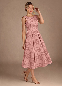 Azazie Fulton Mother of the Bride Dresses Rosette A-Line Pleated Floral Burnout Dress image2
