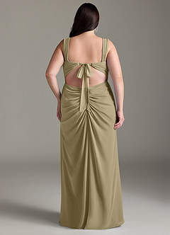 Azazie Jesaphine Bridesmaid Dresses Moss Green Sheath Bow Chiffon Dress image9
