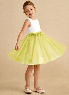 Azazie Louisa vestidos de niña de las flores Vestido Marfil Canario de Tul de Línea A con Sin mangas image3