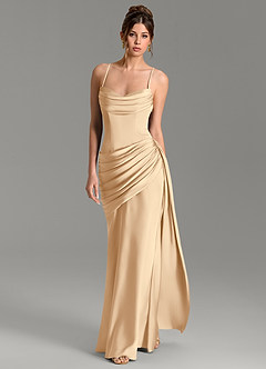 Azazie Zorah Bridesmaid Dresses Champagne Mermaid Corset Stretch Satin Convertible Dress image5