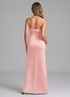 Azazie Eren Bridesmaid Dresses Powder Pink Mermaid One Shoulder Stretch Satin Dress image2