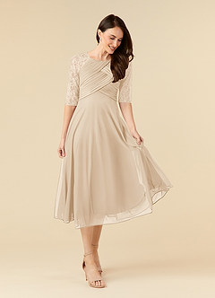 Azazie Gracelyn Mother of the Bride Dresses A-Line Lace Tea-Length Dress image1