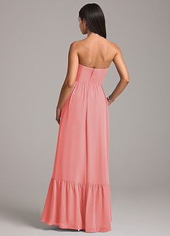 Azazie Kailee Robes de demoiselle d'honneur Robe Trapèze en Mousseline de soie avec poches Corail image6