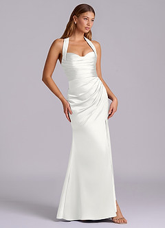 Azazie Destiny Bridesmaid Dresses White Mermaid Sweetheart Neckline Stretch Satin Dress image3