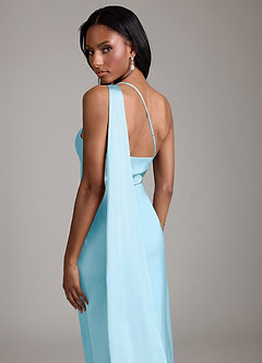 Azazie Galinda Brudtärnklänningar Klä av Sjöjungfru i Stretch Satin Ena axeln Himmelsblå image2