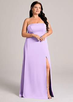Azazie Wren Bridesmaid Dresses Lilac A-Line Strapless Stretch Satin Convertible Dress image5