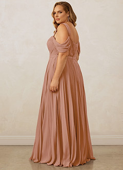 Christian Siriano Bridal for Azazie 1013 Bridesmaid Dresses Champagne Rose A-Line Off the Shoulder Chiffon Dress image15