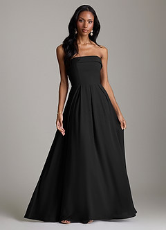 Azazie Lucienne Bridesmaid Dresses Black A-Line Strapless Chiffon Convertible Dress image1