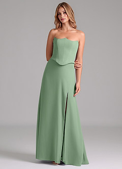 Azazie Jenilyn Bridesmaid Dresses Matcha A-Line Strapless Chiffon Dress image4