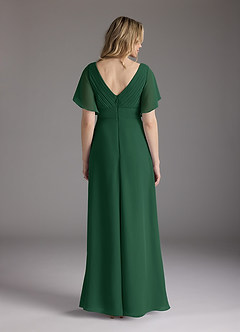 Azazie Alessa Mother of the Bride Dresses Dark Green A-Line V-Neck Pleated Chiffon Dress image6