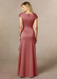 Azazie Anderson Mother of the Bride Dresses Antique Rose A-Line Pleated Stretch Satin Dress image2