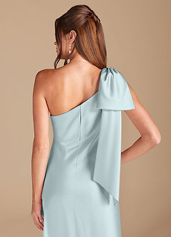 Azazie Capri Bridesmaid Dresses Mist Sheath One Shoulder Metallic Satin Dress image2