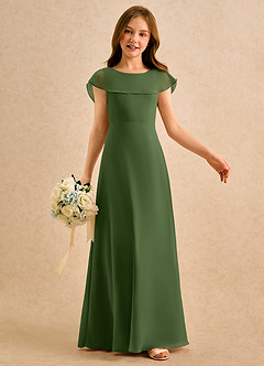 Azazie Kittie Girls Formal Flower Girl Klänningar Klä A-Line i Chiffong image6