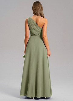 Azazie Phaedra Bridesmaid Dresses Pistachio A-Line One Shoulder Chiffon Dress image2