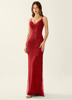 Magnolia Red Mermaid Sequined embroidery Prom Dress image4