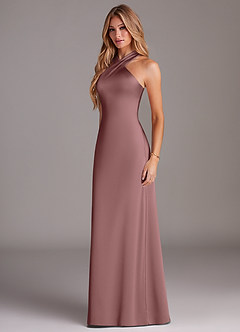 Azazie Doretta Bridesmaid Dresses Vintage Mauve Mermaid Pleated Stretch Satin Dress image4