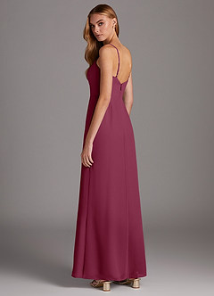 Azazie Tayla Bridesmaid Dresses Mulberry Sheath Square Neckline Chiffon Dress image2