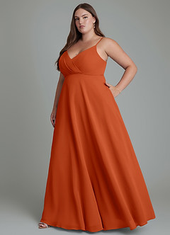 Azazie Amani Brautjungfernkleider A-Linie Plissee Chiffon Kleid Gebranntes Orange image10