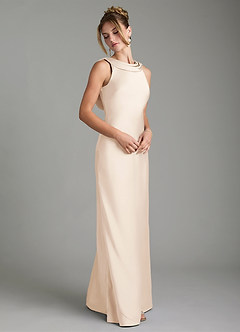 Azazie Aussie Bridesmaid Dresses White Alabaster Sheath Pleated Stretch Satin Dress image5