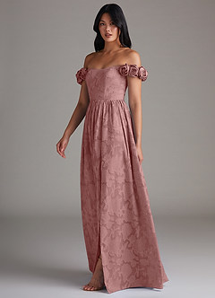 Azazie Autumn Vestidos de damas de honor Vestido de Rosa Polvorienta de Devorado Floral de Corte en A Convertible con Vestidos sin tirantes image4