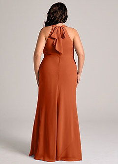 Azazie Doretta Vestidos de madrinha de casamento Vestido Laranja Queimada de Chiffon de sereia com Plissado image7