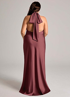 Azazie Velli Bridesmaid Dresses Merlot Mermaid High Neck Stretch Satin Dress image7