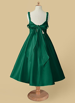 Azazie Cutie Pie Robe Demoiselle D'honneur Fillette Robe Trapèze en Mat Satiné Plissée émeraude image5
