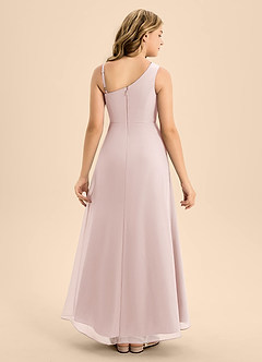 Azazie Brooke Junior Blushing Pink A-Line Side Slit Chiffon Dress image2