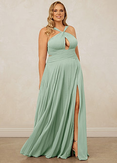 Christian Siriano Bridal for Azazie 1009 Bridesmaid Dresses Agave A-Line Pleated Chiffon Dress image12