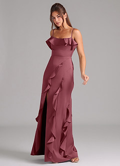 Azazie Malia Brautjungfernkleider A-Linie Seitliche Cut-Outs Stretch-Satin Kleid Wüstenrose image4