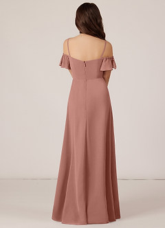 Azazie Juna Junior Robe Trapèze en Mousseline de soie Épaule décolletée Rose De Cèdre image2