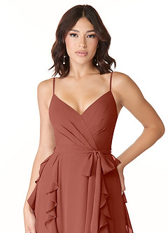 Azazie Peyton Bridesmaid Dresses Auburn A-Line Ruched Chiffon Dress image6