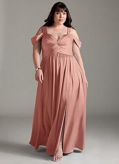 Azazie Lianne Jurken voor bruidsmeisjes Jurk van Stretch Satijn met A-Lijn Off the Shoulder Rozet image9