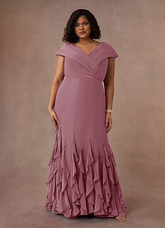 Azazie Bailora Mother of the Bride Dresses Vintage Mauve Mermaid Ruched Chiffon Dress image6