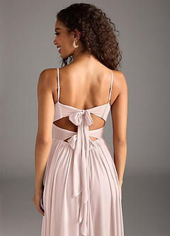 Azazie Zeya Bridesmaid Dresses Blushing Pink A-Line Pleated Mesh Dress image8