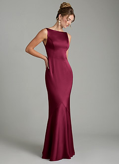 Azazie Tamera Brautjungfernkleider Meerjungfrau-Linie Plissee Stretch-Satin Kleid Burgunderrot image7