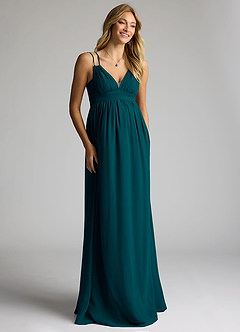 Azazie Emree Brautjungfernkleider für Schwangere A-Linie Chiffon Bodenlänge Kleid image3