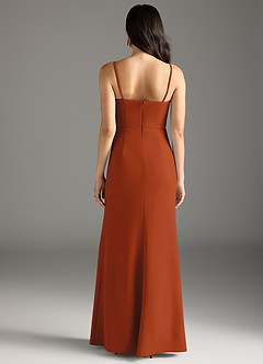 Azazie Rhoda Bridesmaid Dresses Paprika Sheath Pleated Stretch Crepe Dress image6