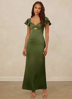 Christian Siriano Bridal for Azazie 1005 Bridesmaid Dresses Olive Sheath Sweetheart Neckline Stretch Satin Dress image4