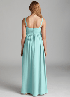 Azazie Chanel Junior Jurk van Chiffon met A-Lijn Sweetheart Halslijn Aqua image4