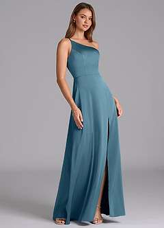 Azazie Trina Jurken voor bruidsmeisjes Jurk van Stretch Satijn met A-Lijn One-Shoulder Bermuda image4