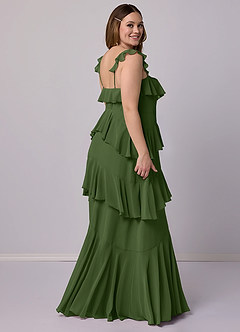 Barbie ♥ Azazie Vestidos de damas de honor Vestido de Oliva de Gasa de Corte en A con Escote de Corazón image10