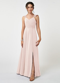 Azazie Emily Junior Rose Petal A-Line Ruched Chiffon Dress image1