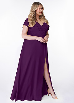 Azazie Rylee Brautjungfernkleider A-Linie Plissee Chiffon Kleid Traube image9