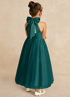 Azazie Bev Flower Girl Dresses Peacock A-Line Convertible Tulle Dress image6