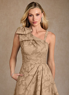 Azazie Easton Mother of the Bride Dresses Champagne Ball-Gown One Shoulder Floral Burnout Dress image4