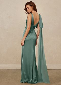 Christian Siriano Bridal for Azazie 1011 Bridesmaid Dresses Eucalyptus Mermaid Bow Stretch Satin Dress image9