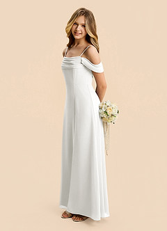 Azazie Lilly Junior White A-Line Pleated Chiffon Dress image3