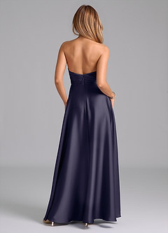 Azazie Tessie Bridesmaid Dresses Stormy A-Line Pleated Stretch Satin Dress image2